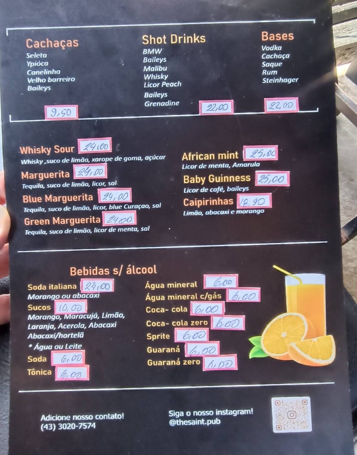 The Saint Pub cardápio