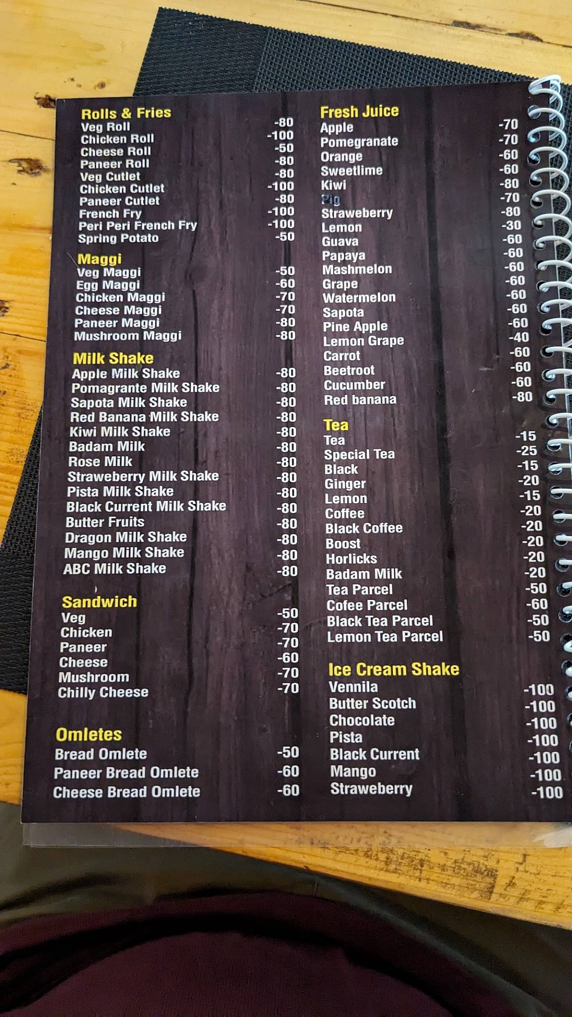 The Samudhra Sea Food Restaurant menu