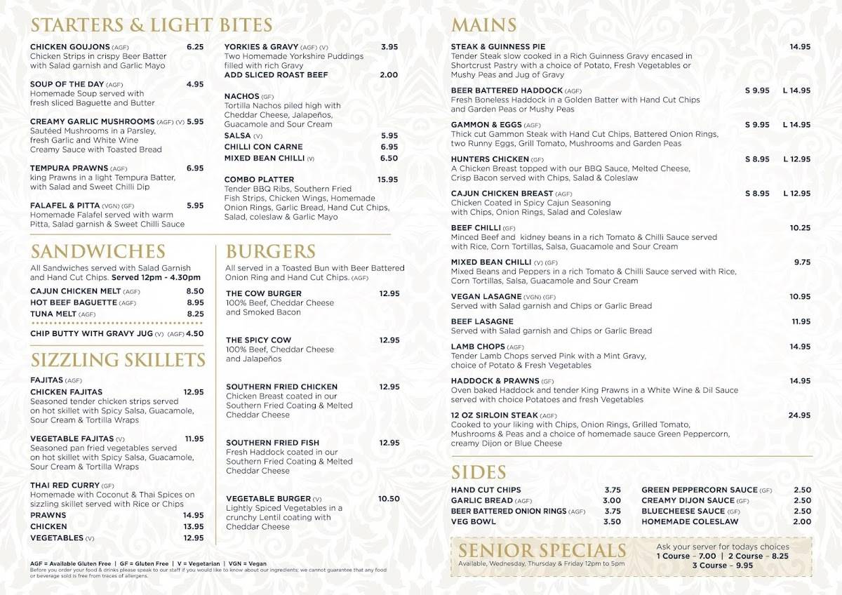 Menu at The Spotted Cow pub & bar, Bradford, 122 Whitehall Rd