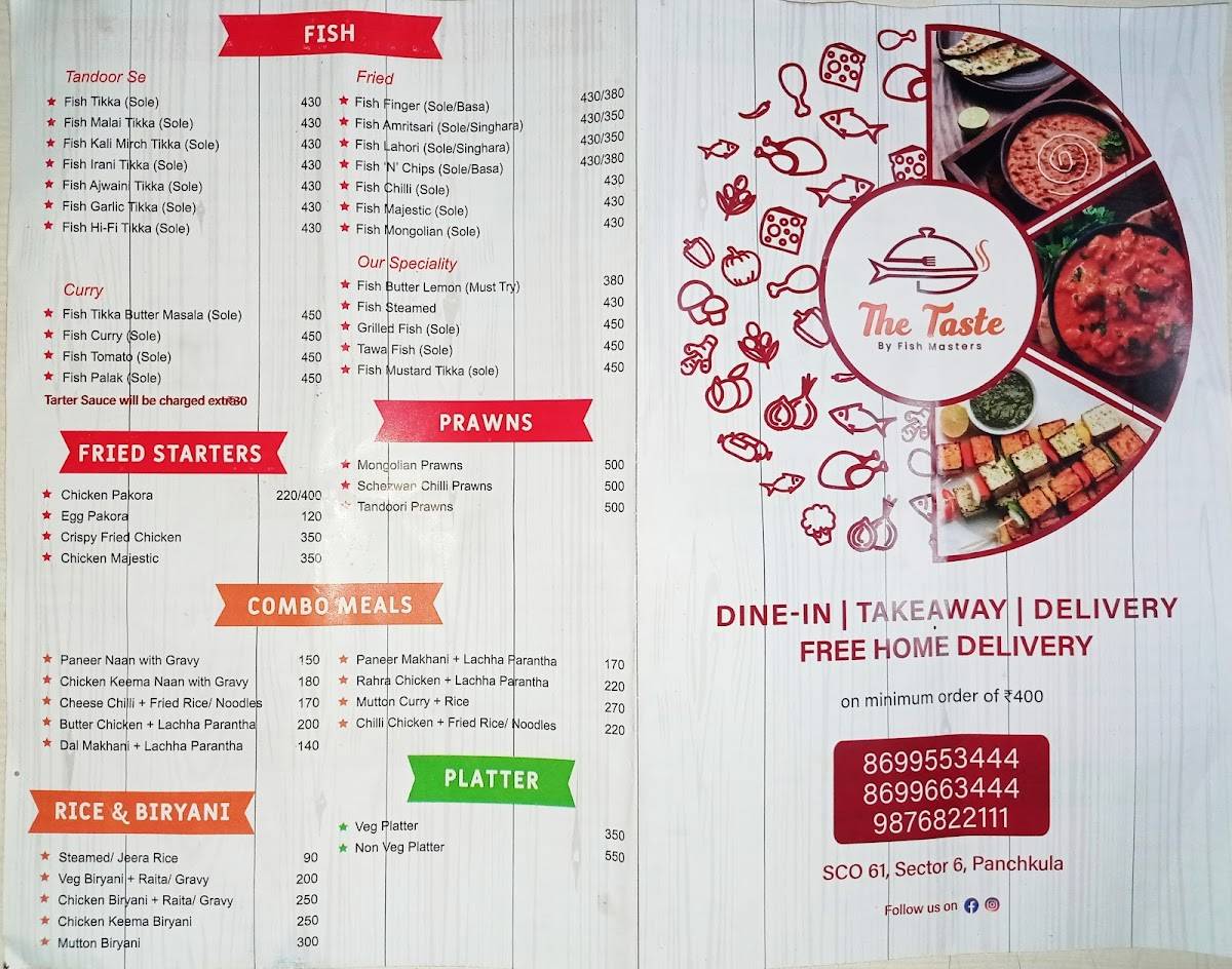 The Taste by Fish Masters menu