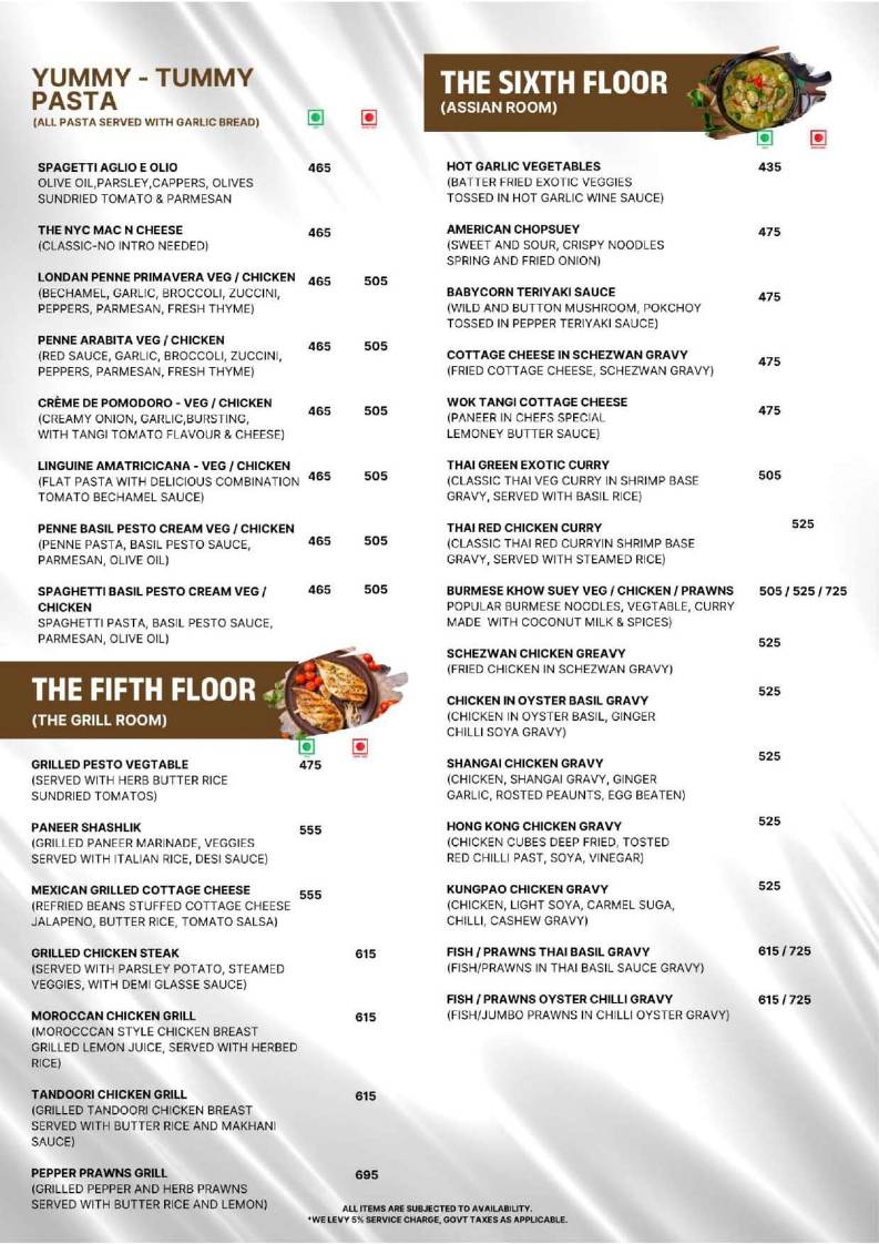 The Tenth Floor menu