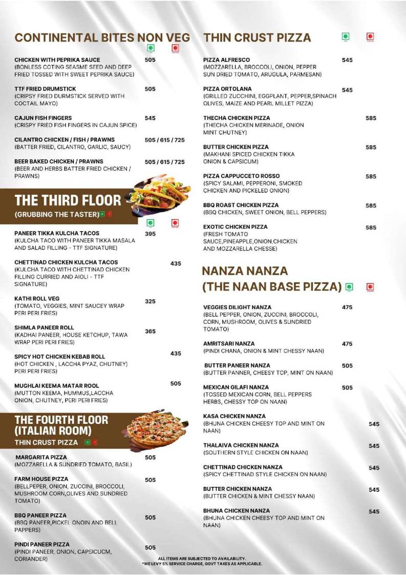 The Tenth Floor menu