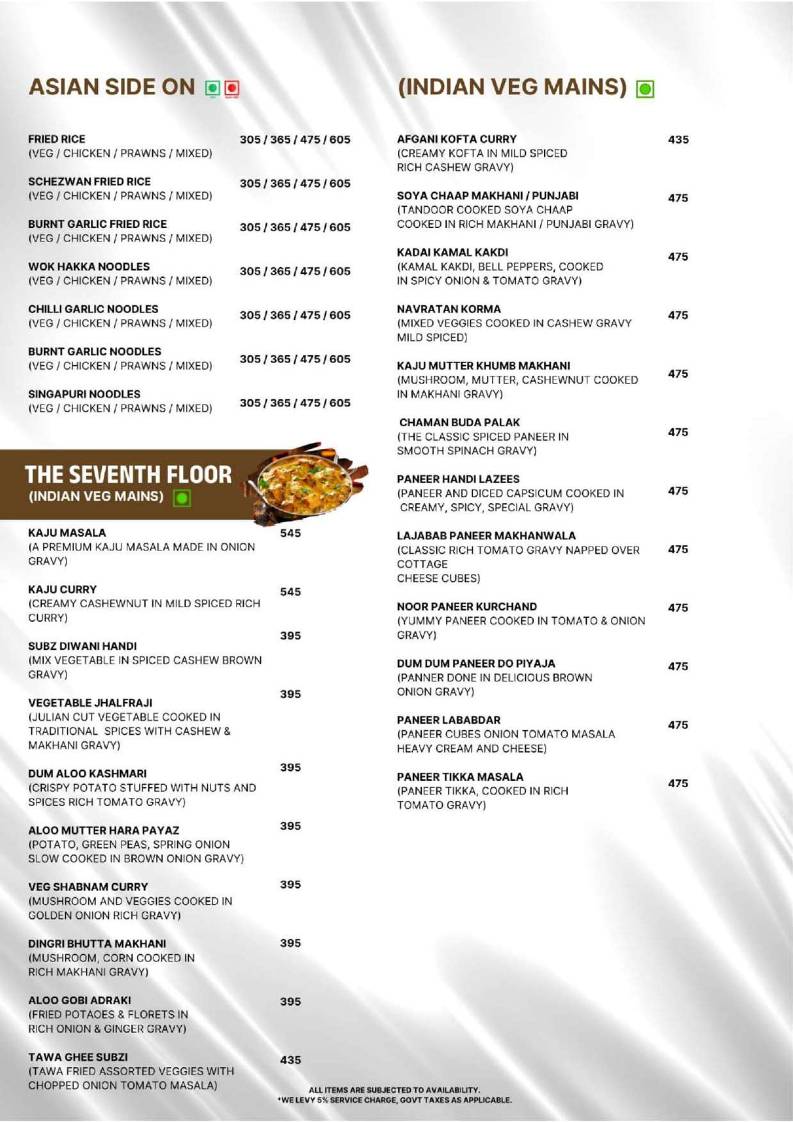 The Tenth Floor menu