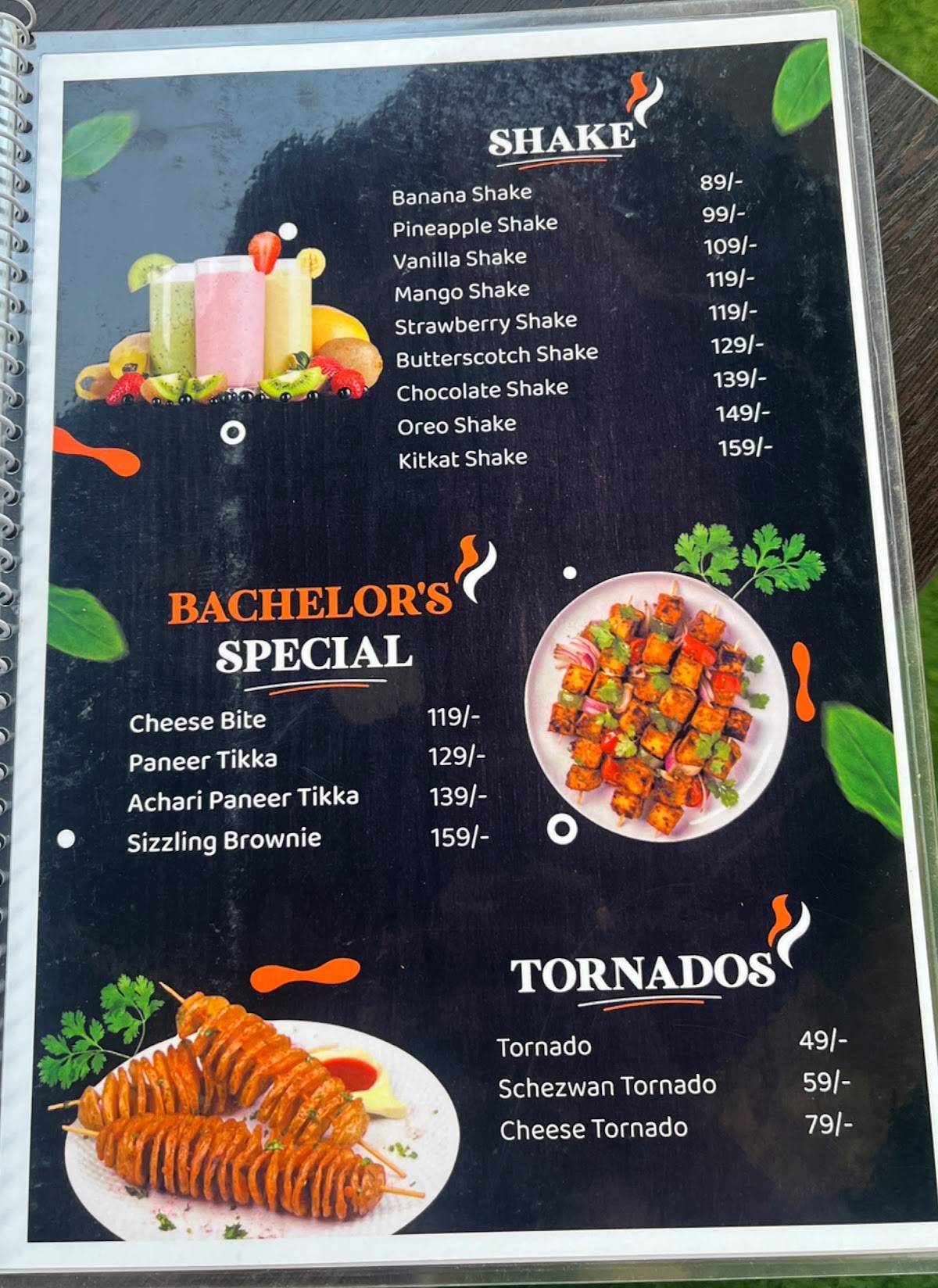 The bachelors cafe menu