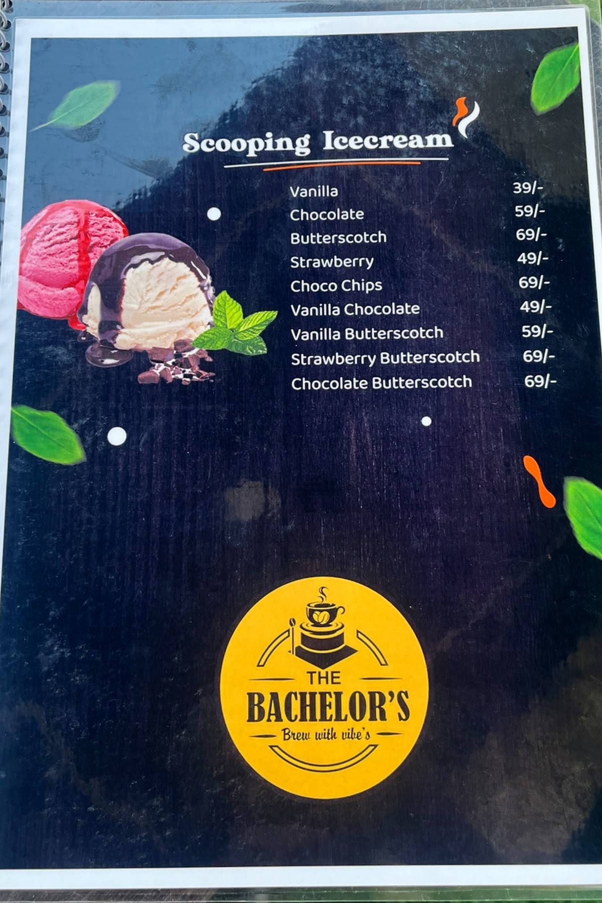 The bachelors cafe menu