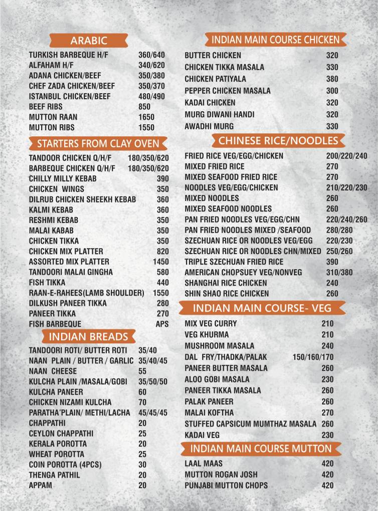 Alibaba & 41 Dishes - Trivandrum menu
