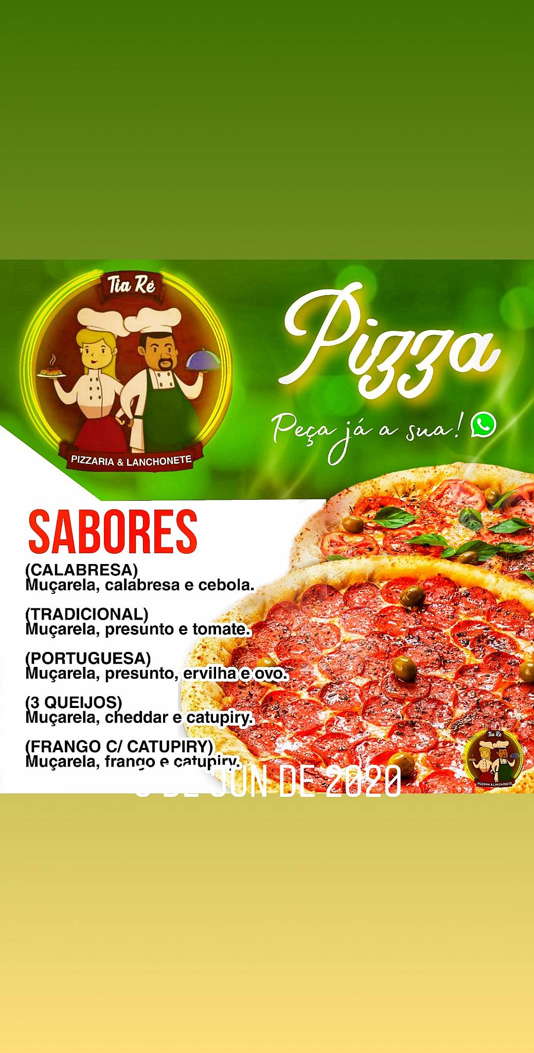 Tia Rê Pizzaria e Lanchonete cardápio