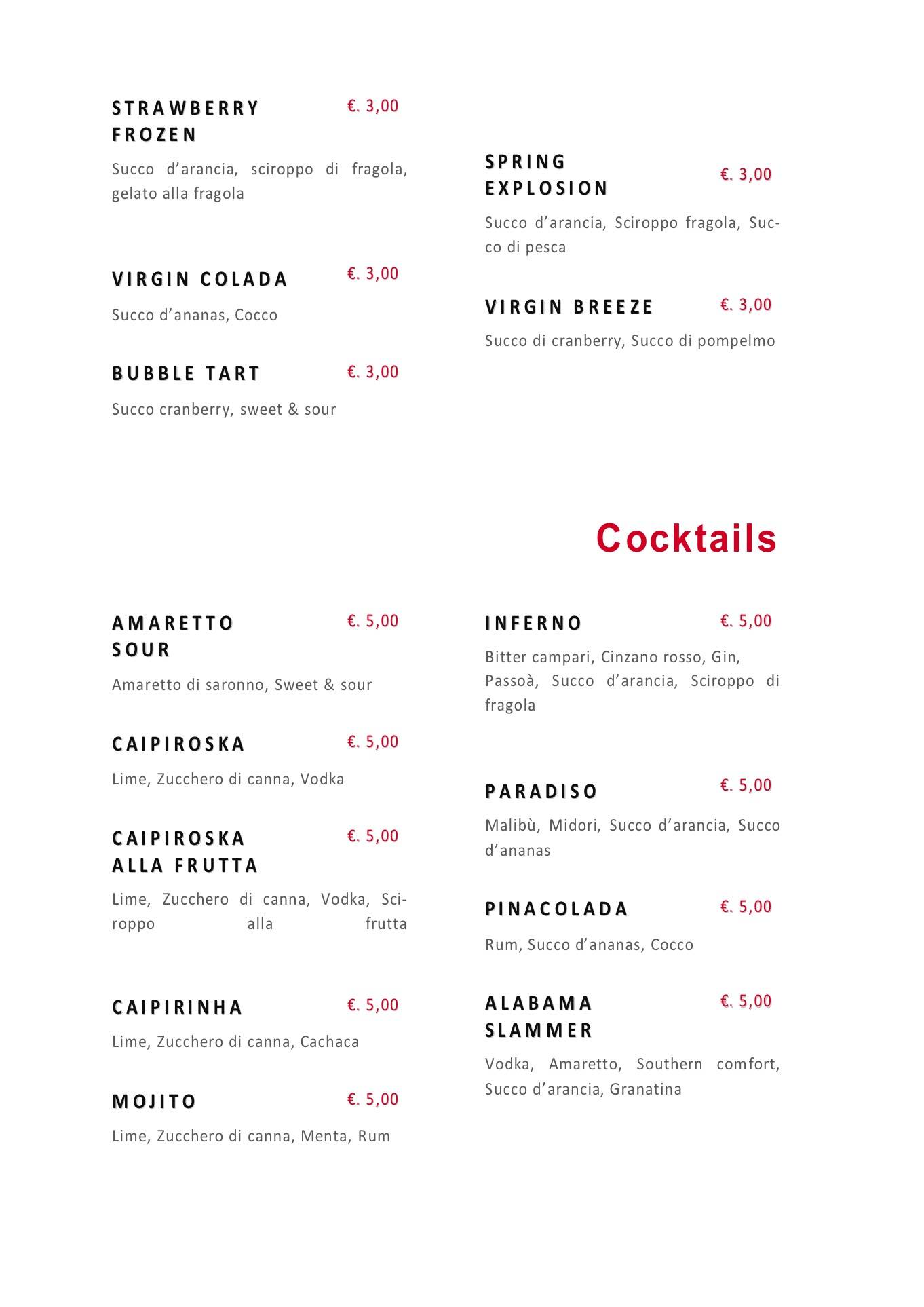 Menu di Tiche Bar 