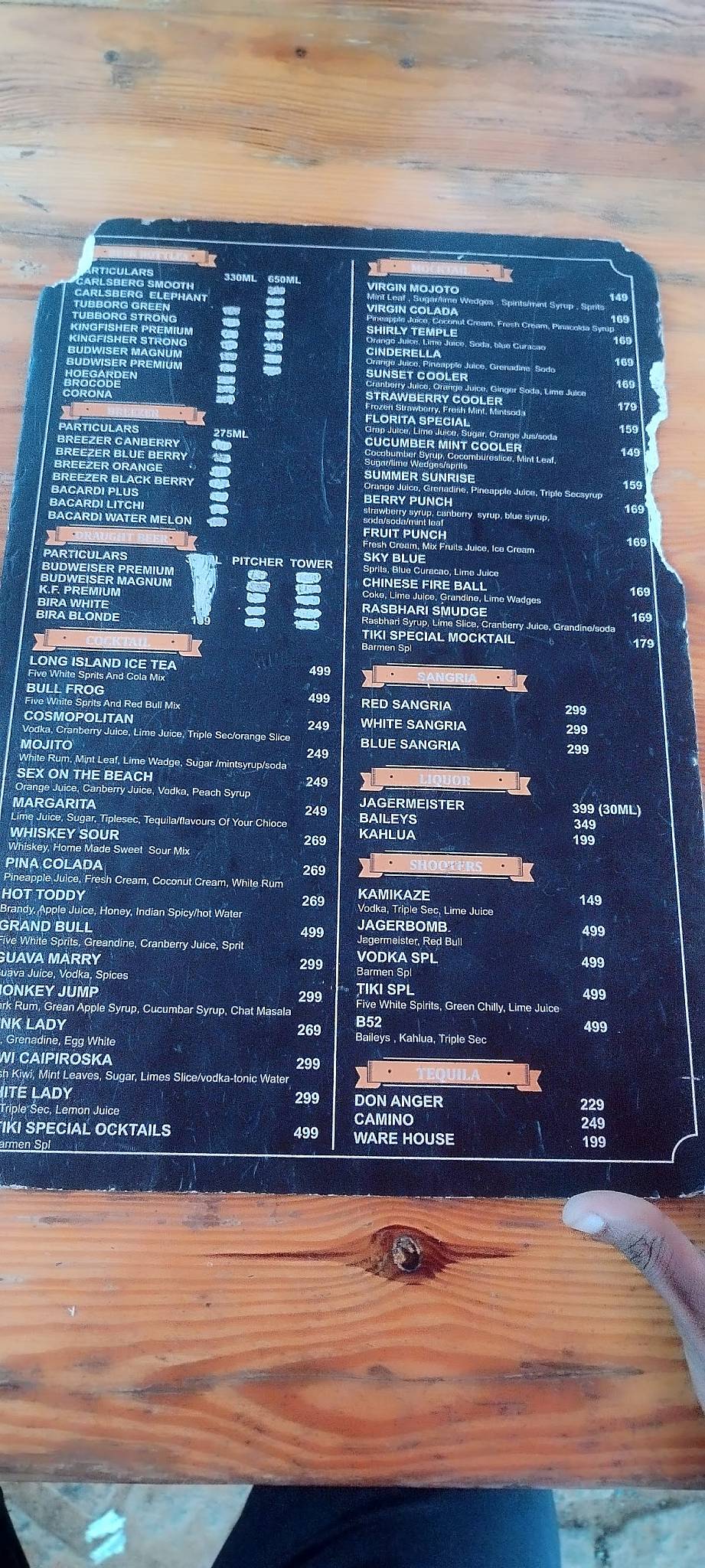 Tiki Village Cafe And Resto Bar menu