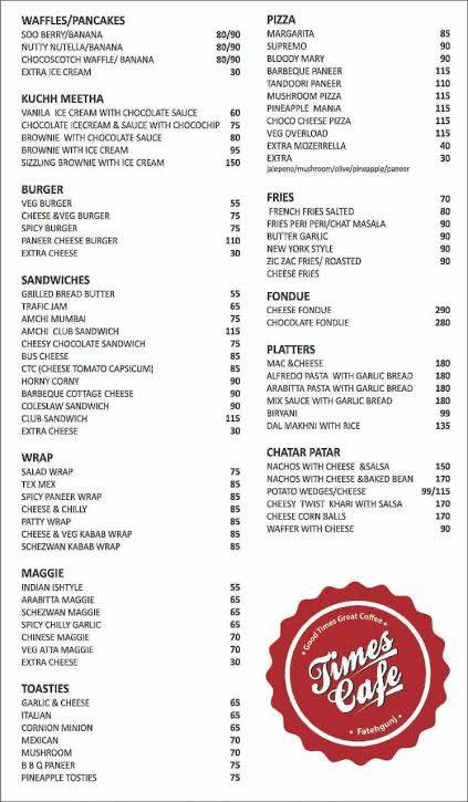 Times Cafe Manjalpur menu