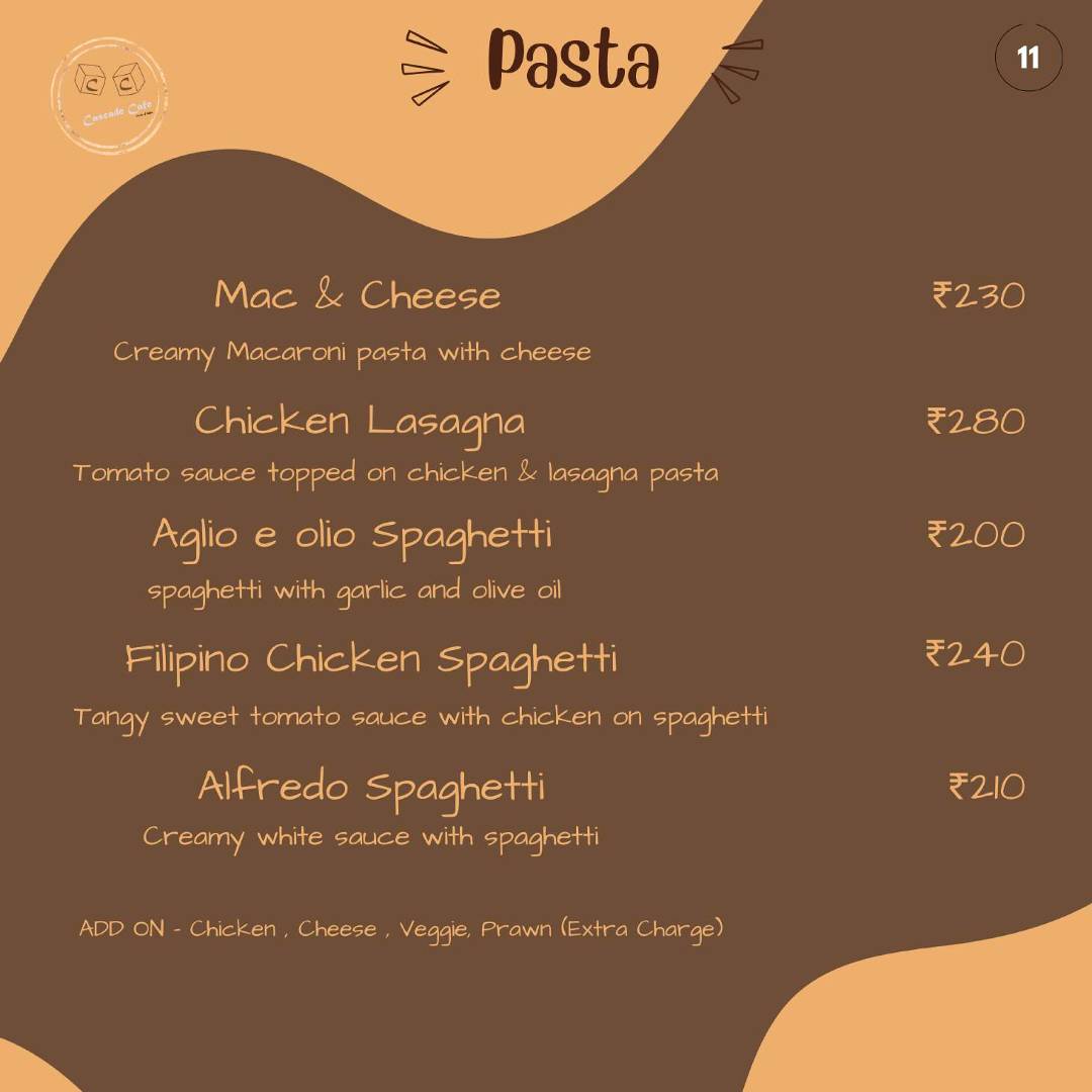 Cascade Cafe menu