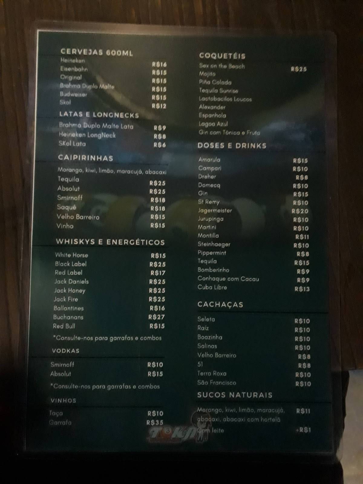 Toka Snooker Karaokê Bar cardápio