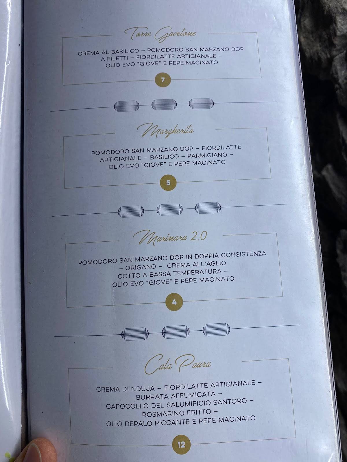 Menu di Torre Gavetone 
