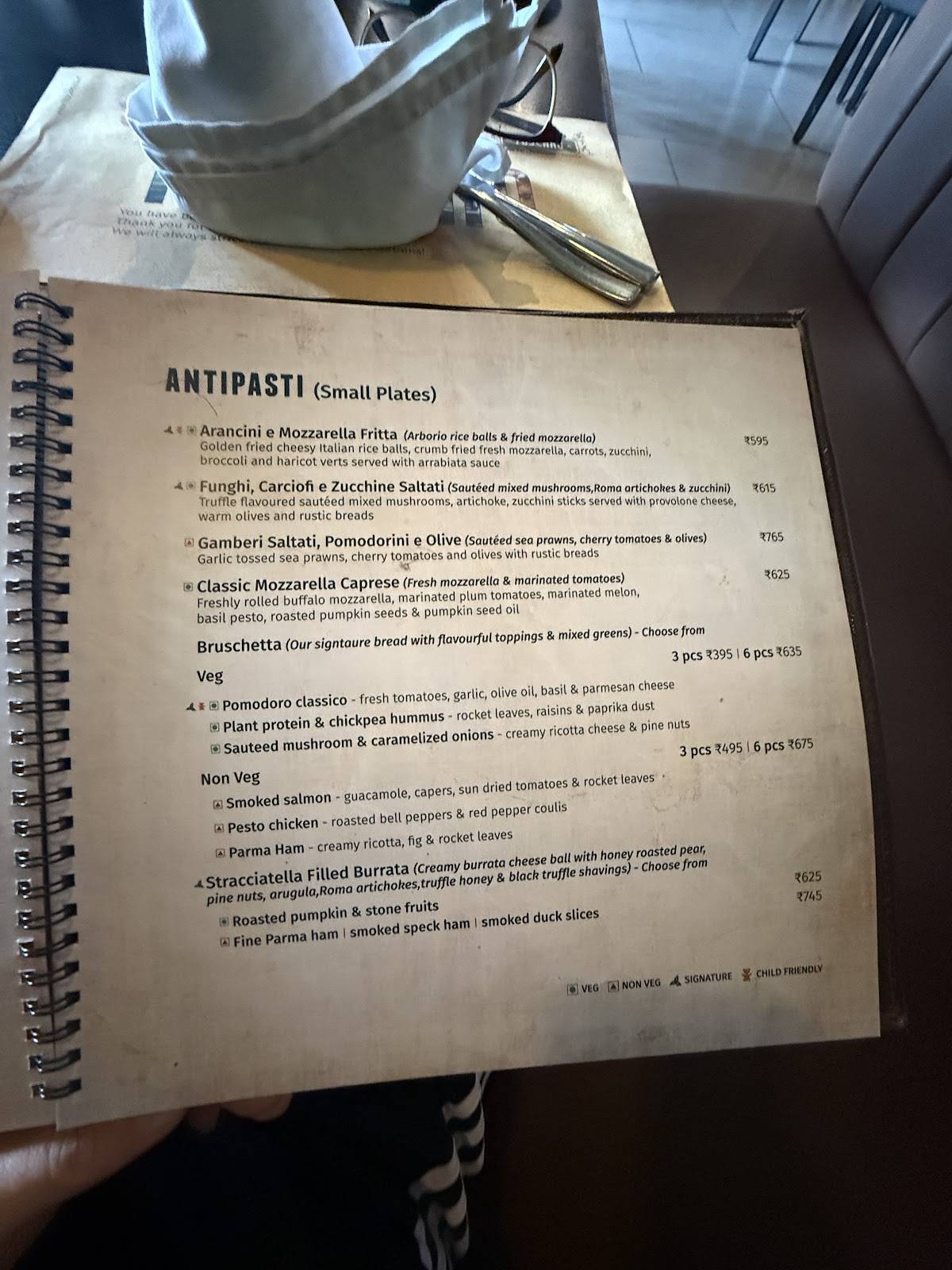 Toscano menu