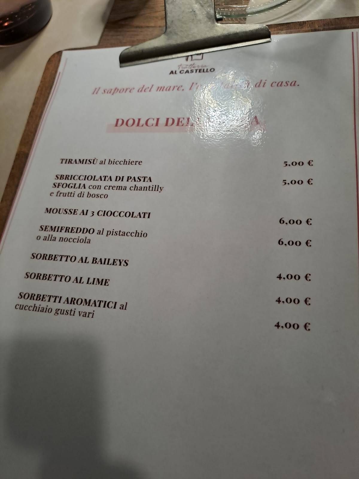 Menu di Trattoria Al Castello 