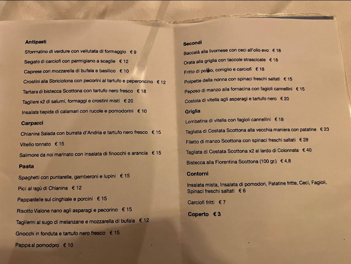Menu di Trattoria Cesarino 