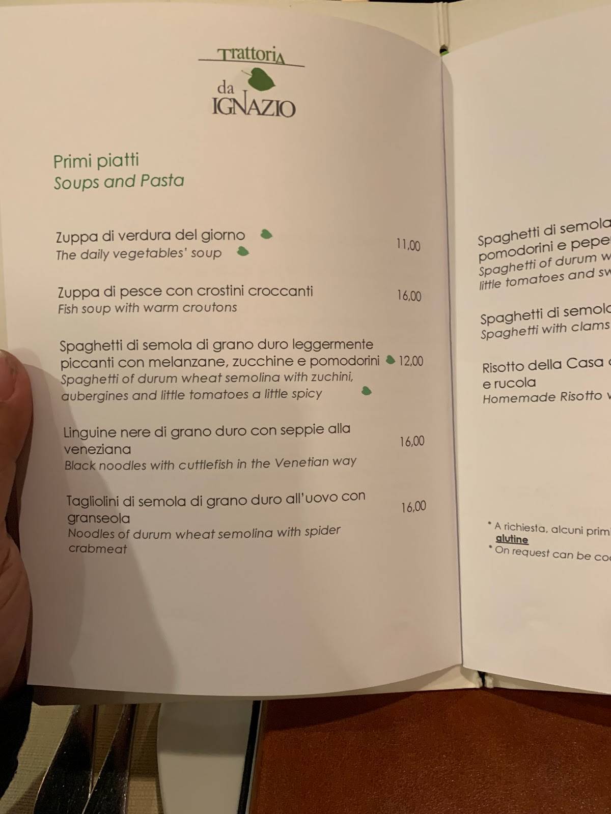 Menu di Trattoria Da Ignazio 