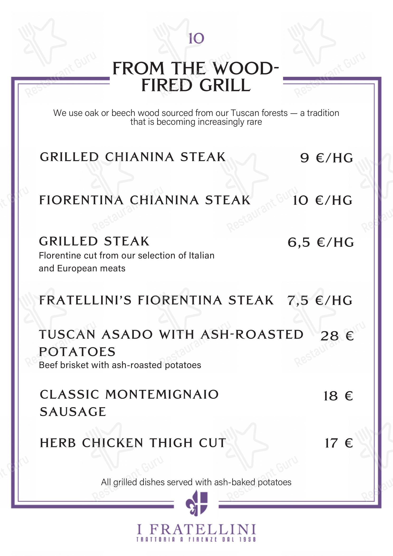 Menu di Trattoria i Fratellini - Основное меню