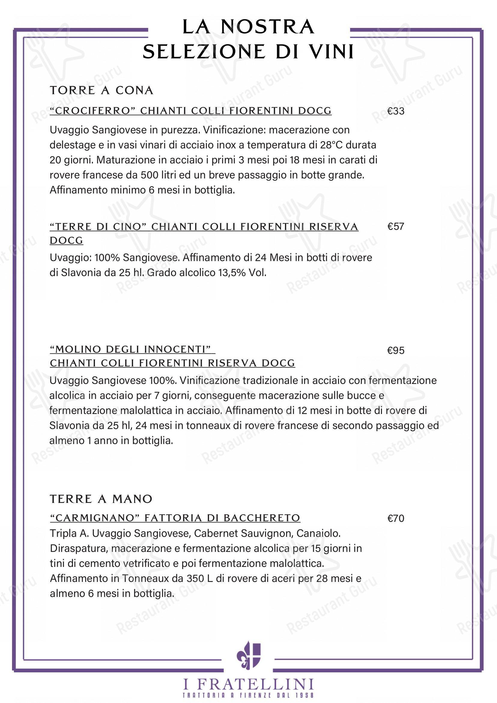 Menu di Trattoria i Fratellini - Детское