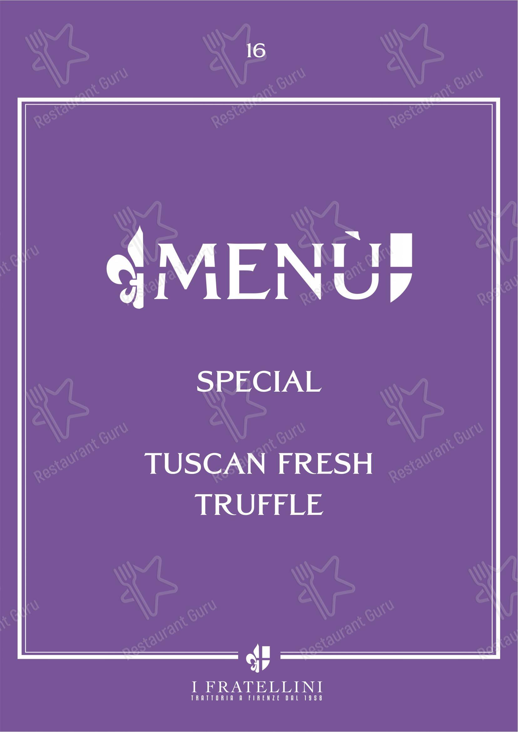 Trattoria i Fratellini in Firenze - Основное меню