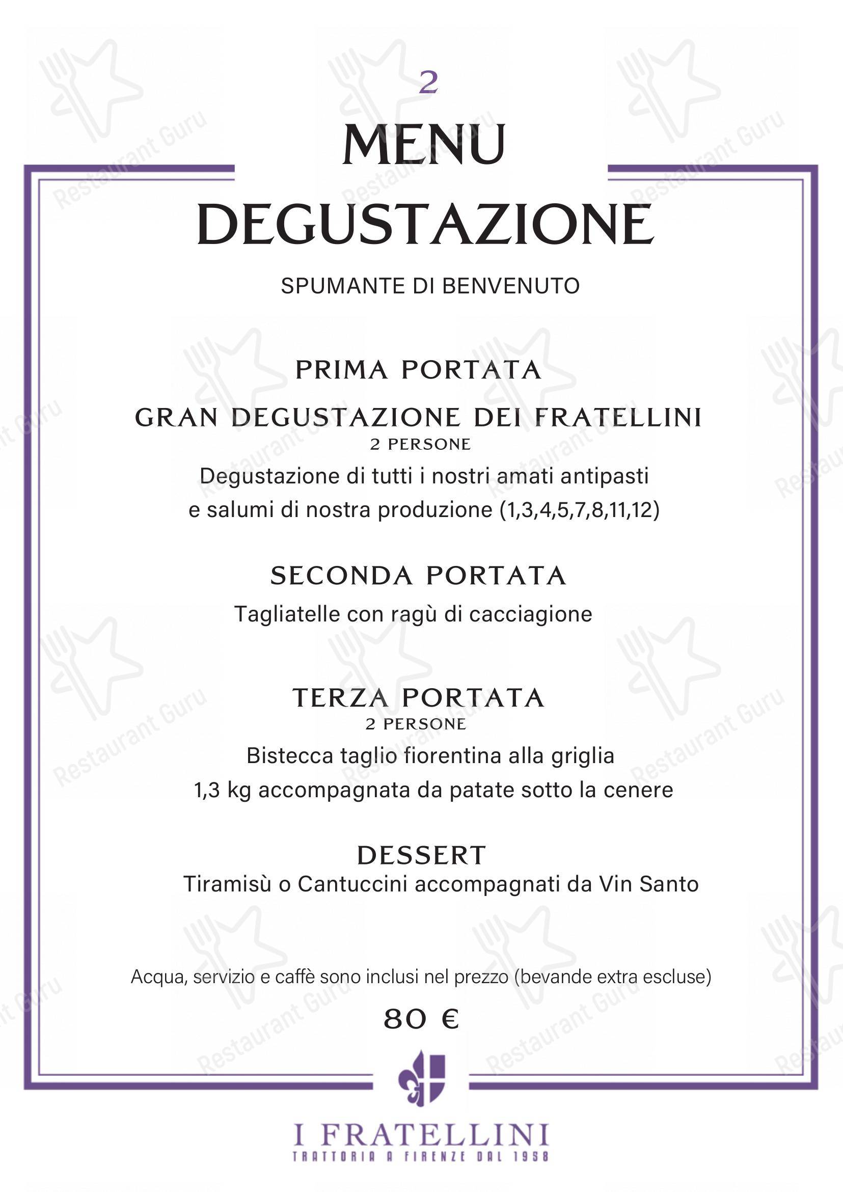 Menu per Trattoria i Fratellini pub & bar