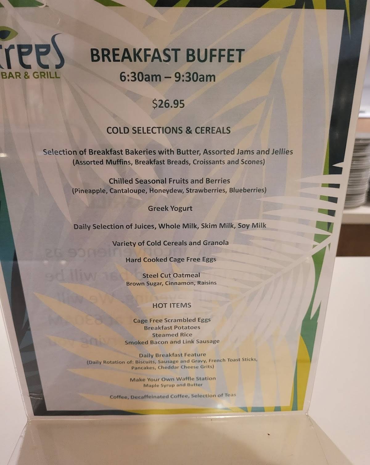 Menu at Trees Bar & Grill, Honolulu