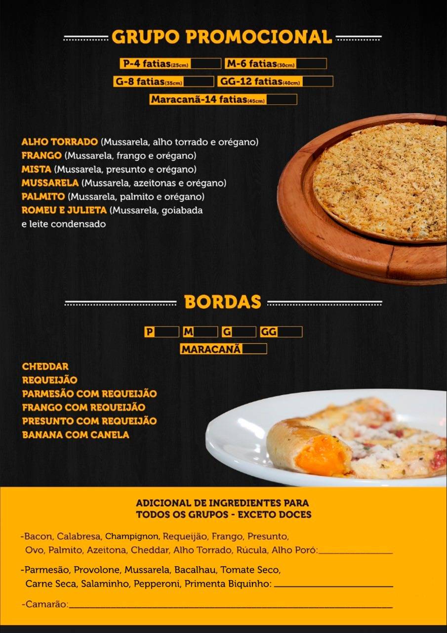 Pizzaria Ponte Nova Três Rios cardápio