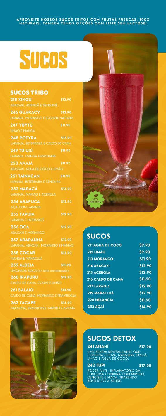 Tribo das Frutas cardápio