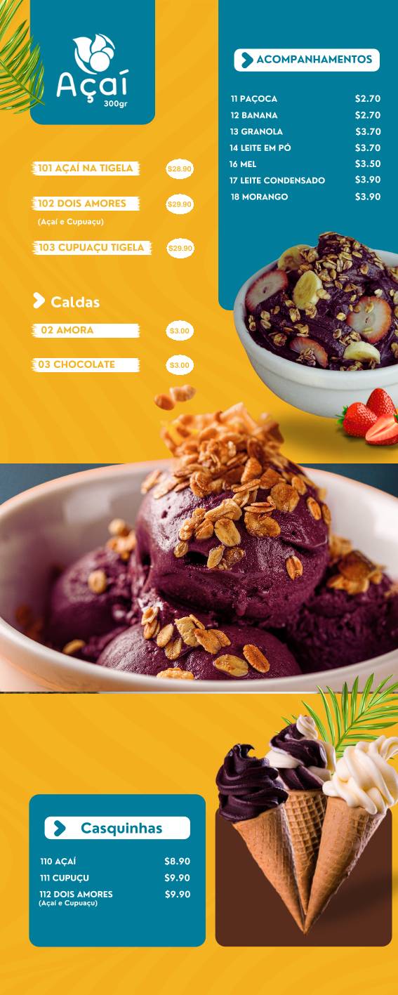 Tribo das Frutas cardápio