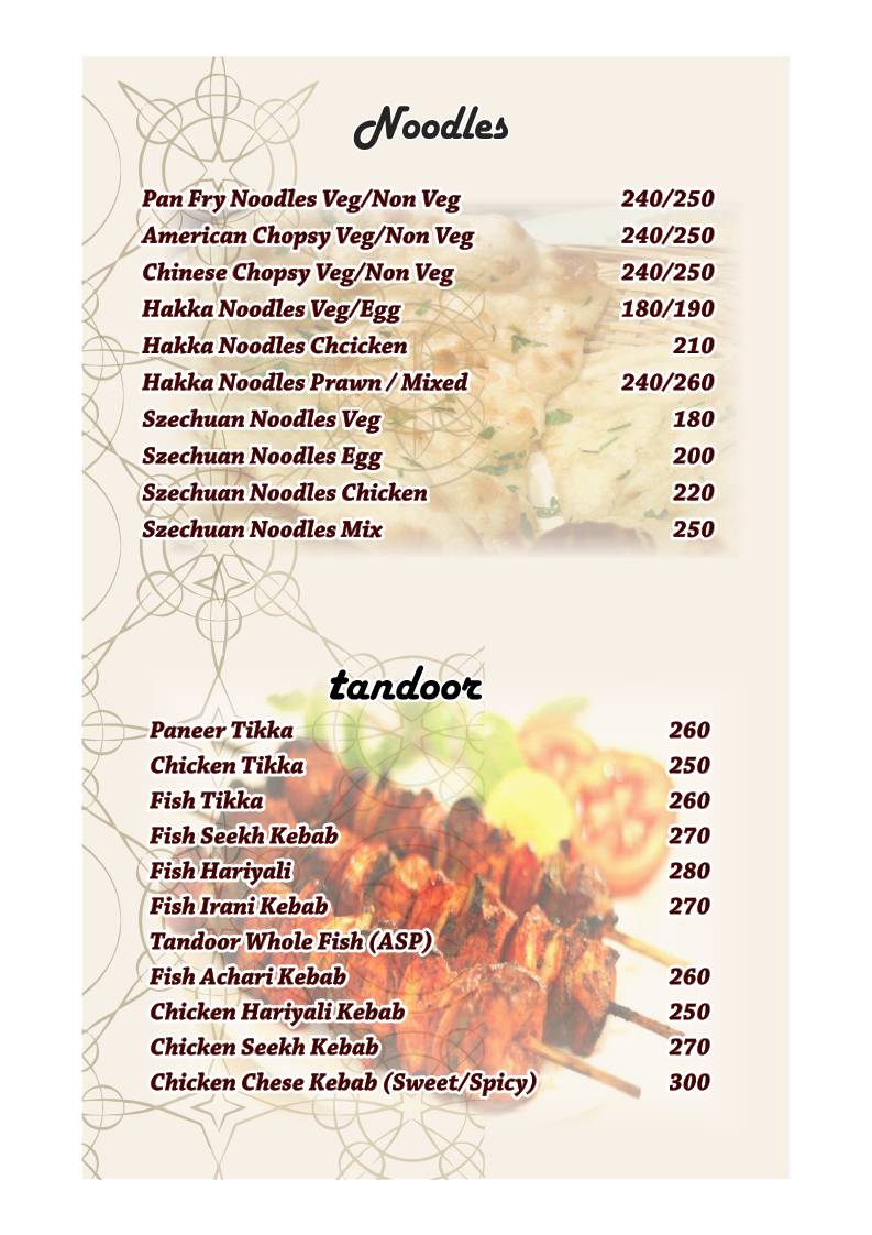 Trio- The Family Restaurant menu