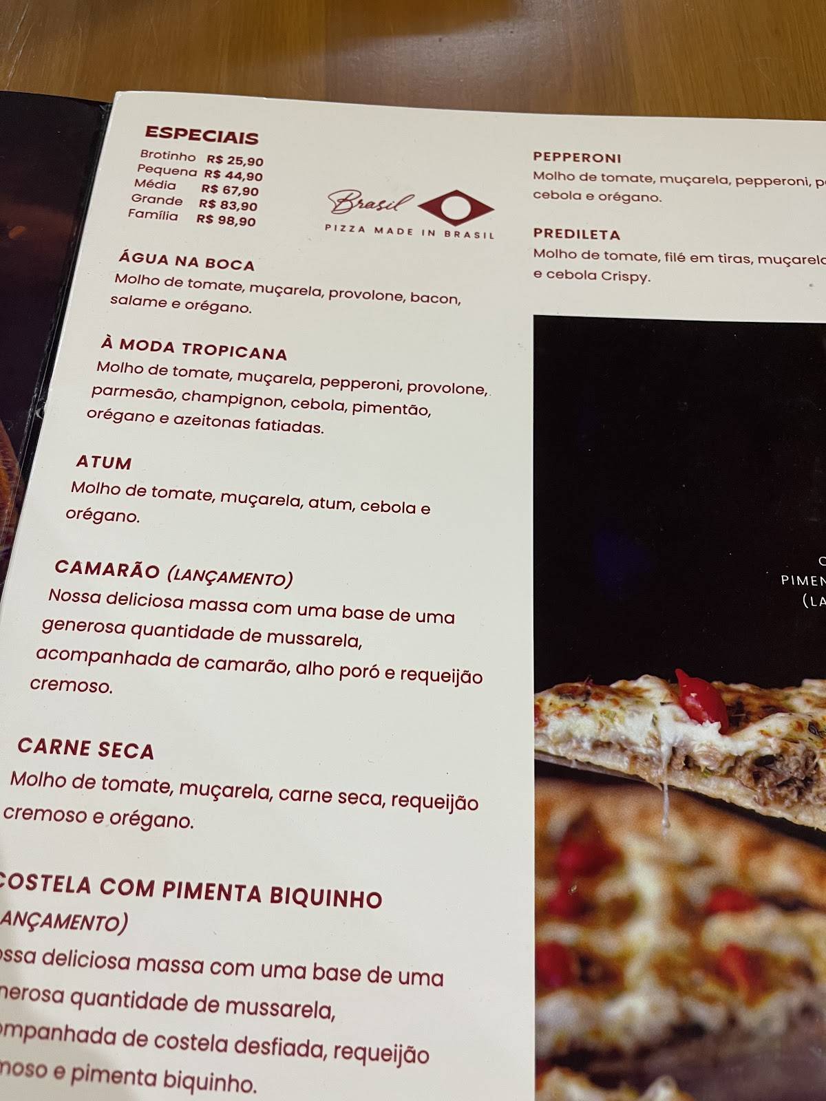 Tropicana Pizza Express - Centro cardápio