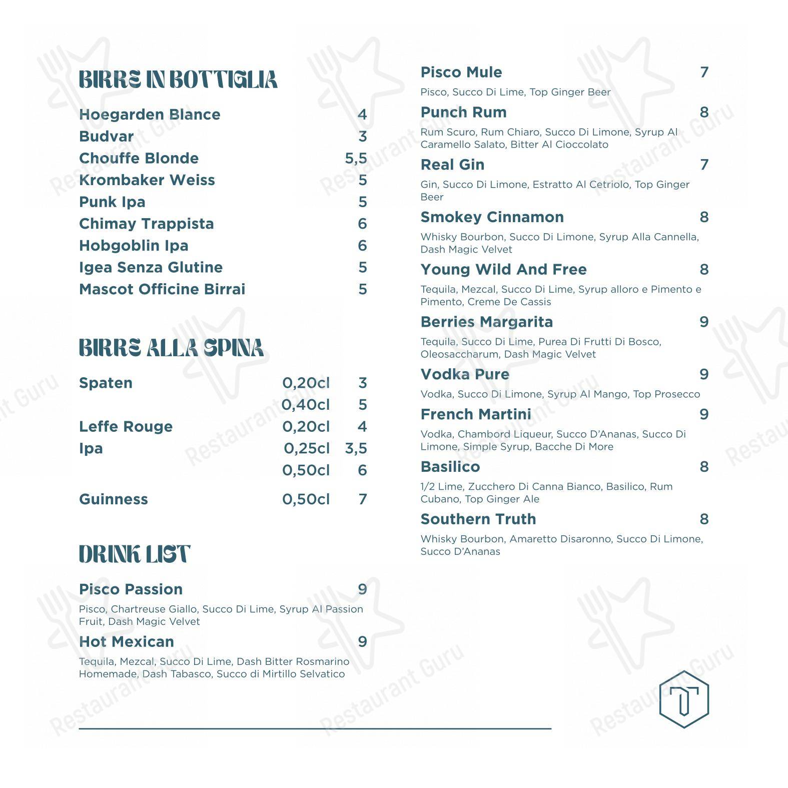 Truth - Mixology & Kitchen in Conversano - 菜单