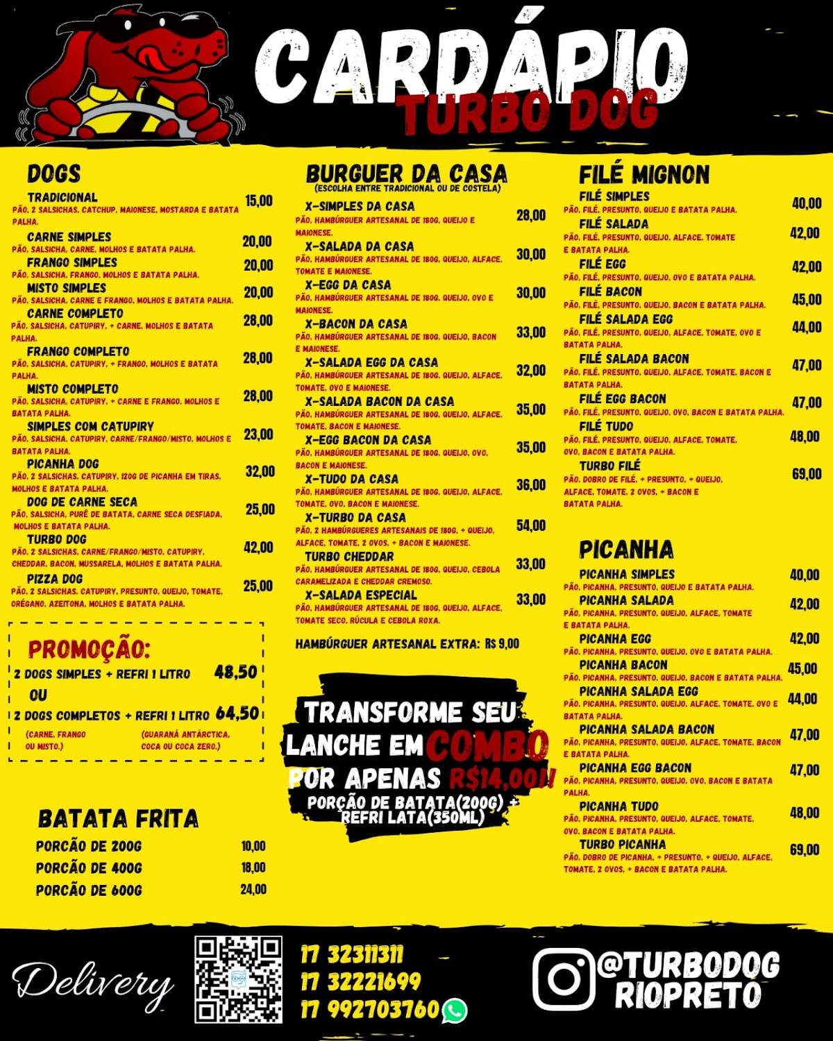 Turbo Dog cardápio
