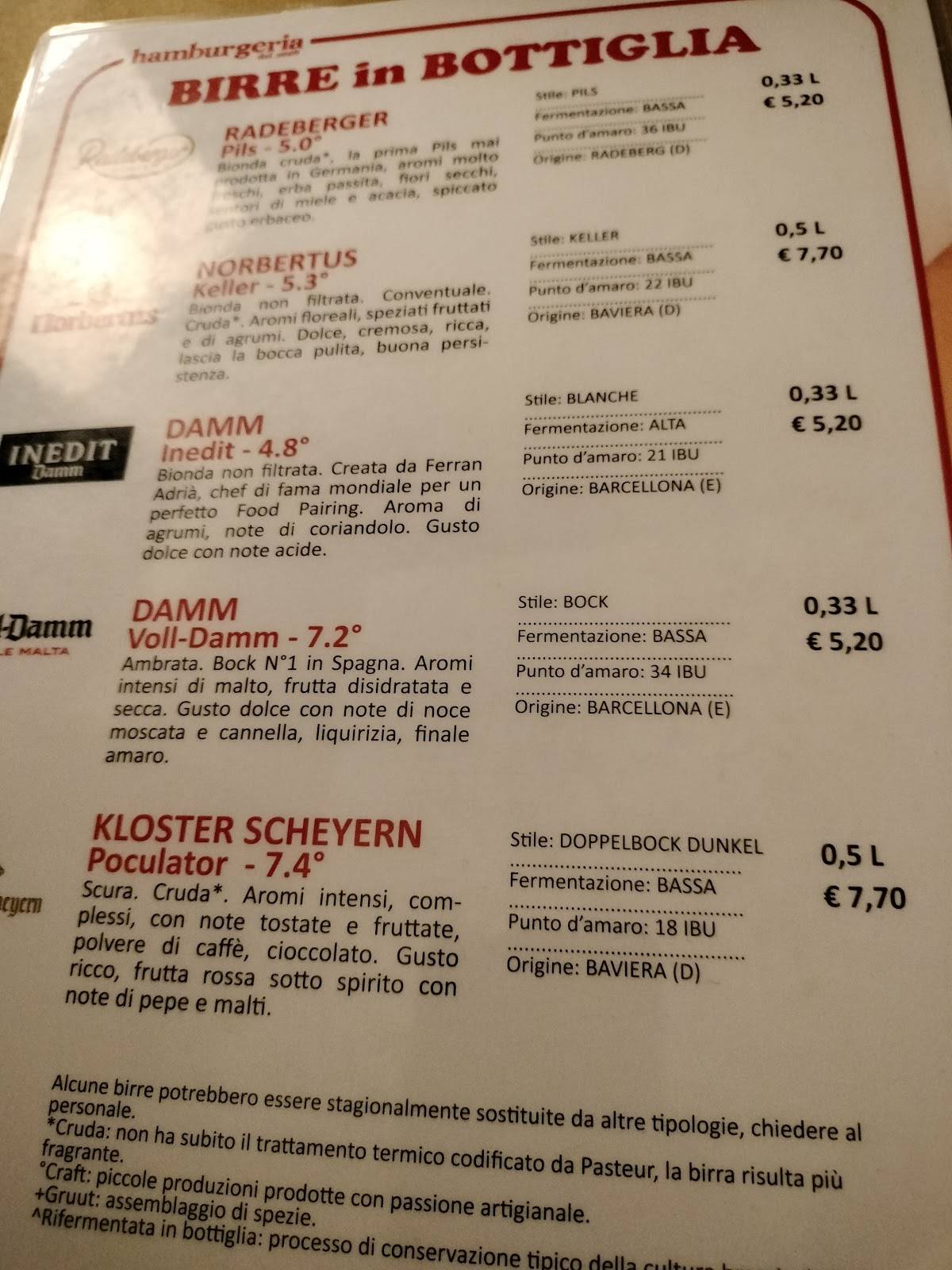 Menu di HAMBURGERIA TORINO 