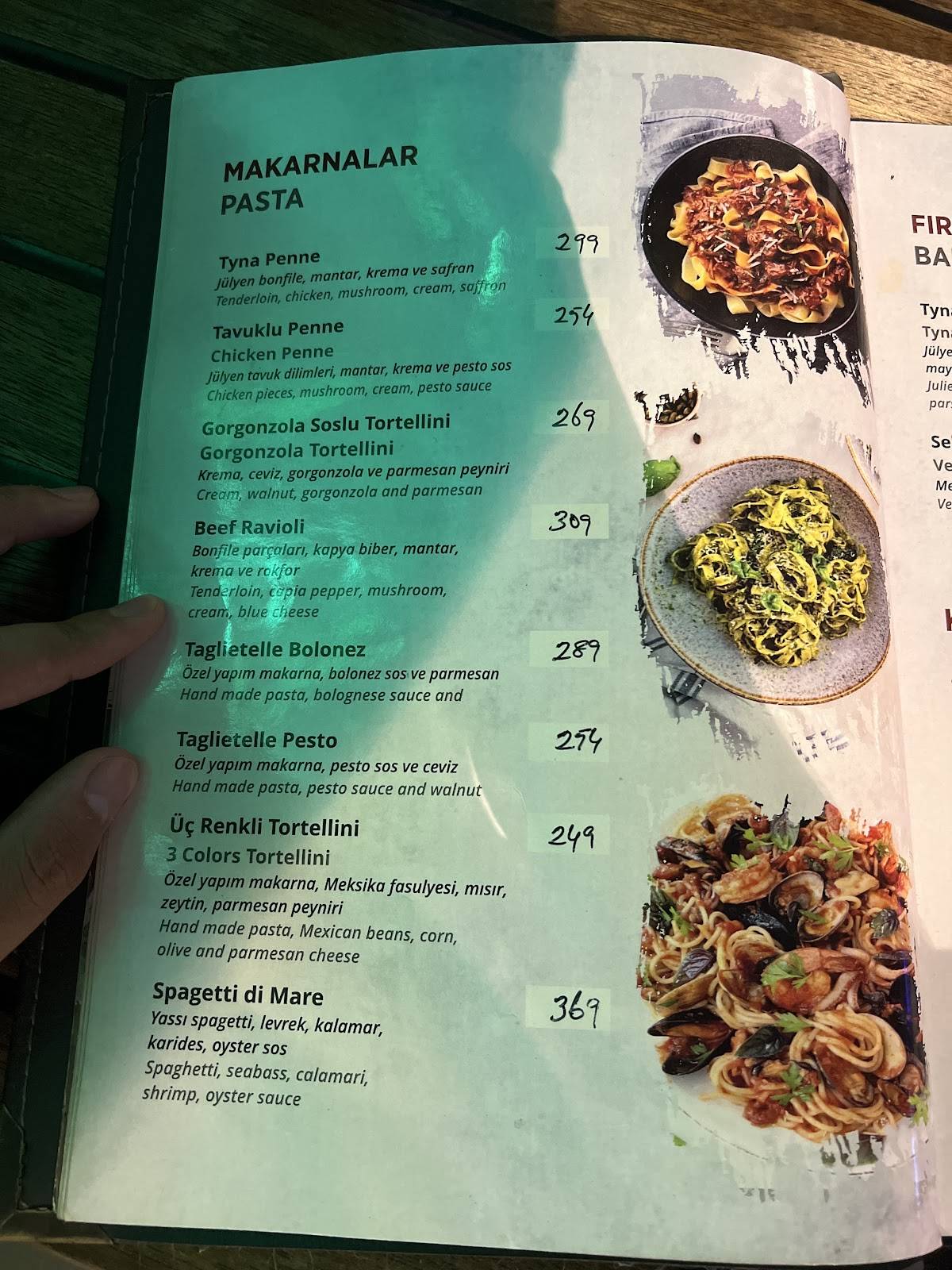 Menu de Tyna Pub Restaurant