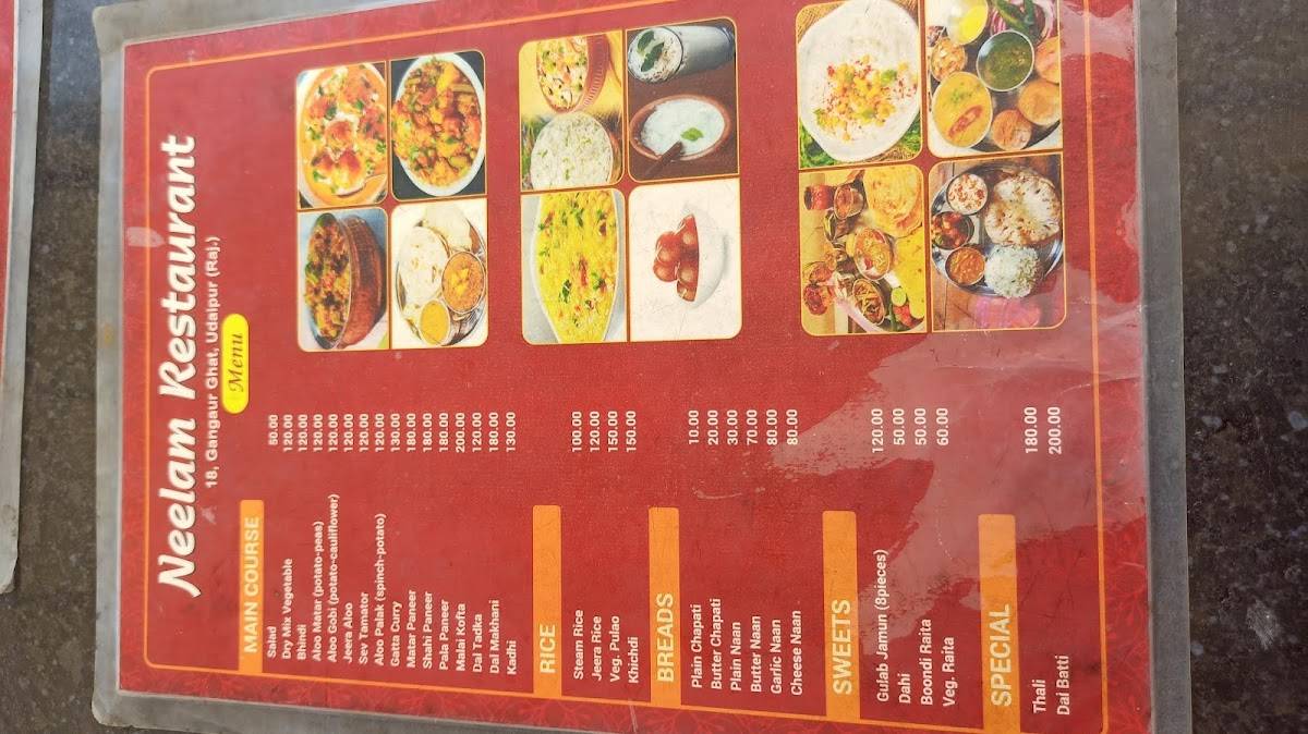 Neelam Restaurant menu