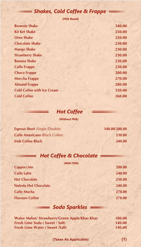 Restaurant Harigarh menu