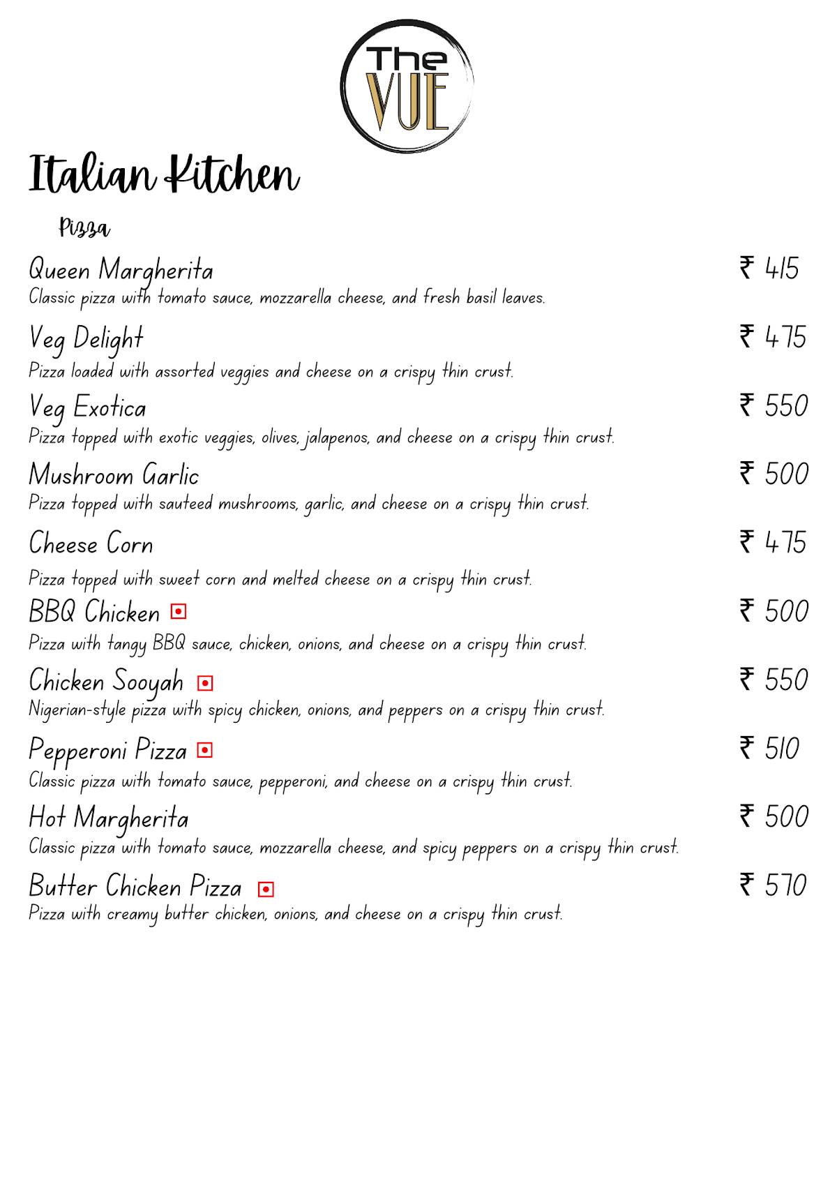 The VUE menu