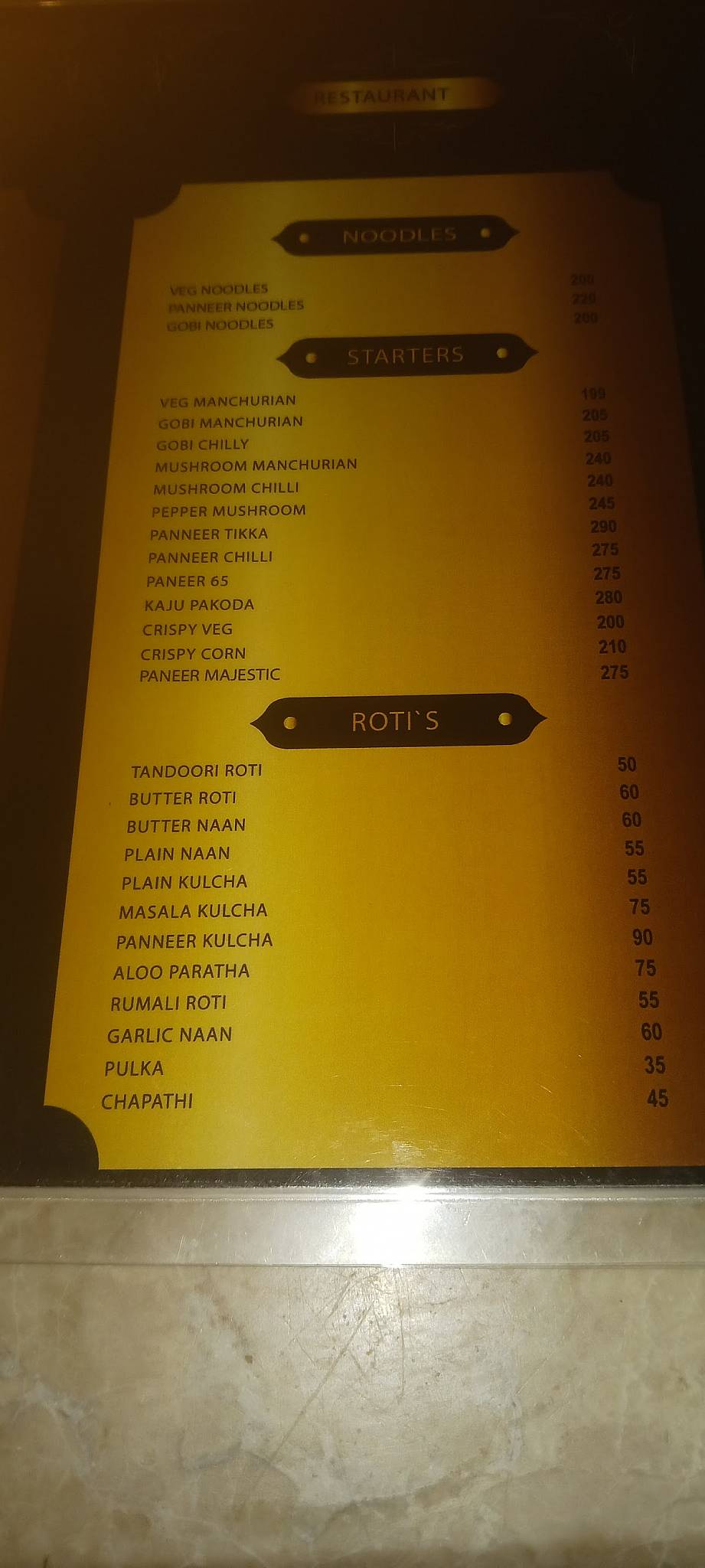 Udupi srinivasa restaurant menu
