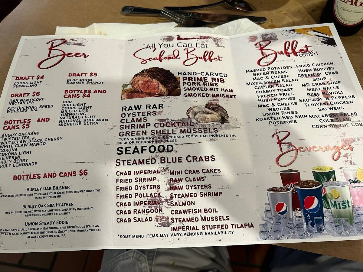 Menu at Union Chesapeake Seafood House restaurant, Ocean City