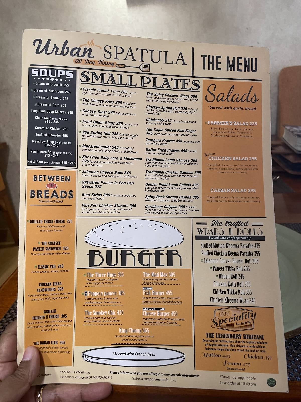 Urban Spatula menu