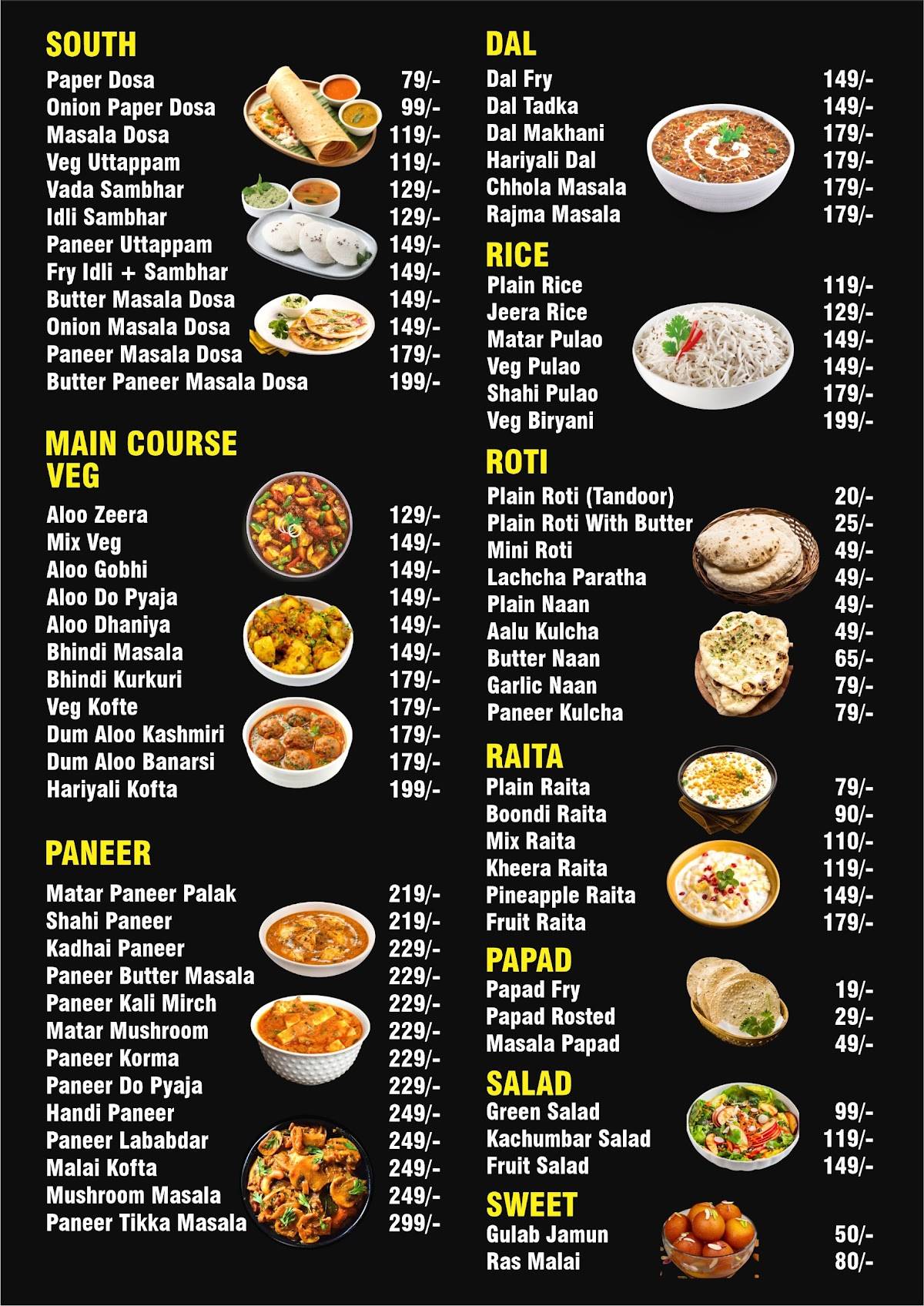Urban Taste menu
