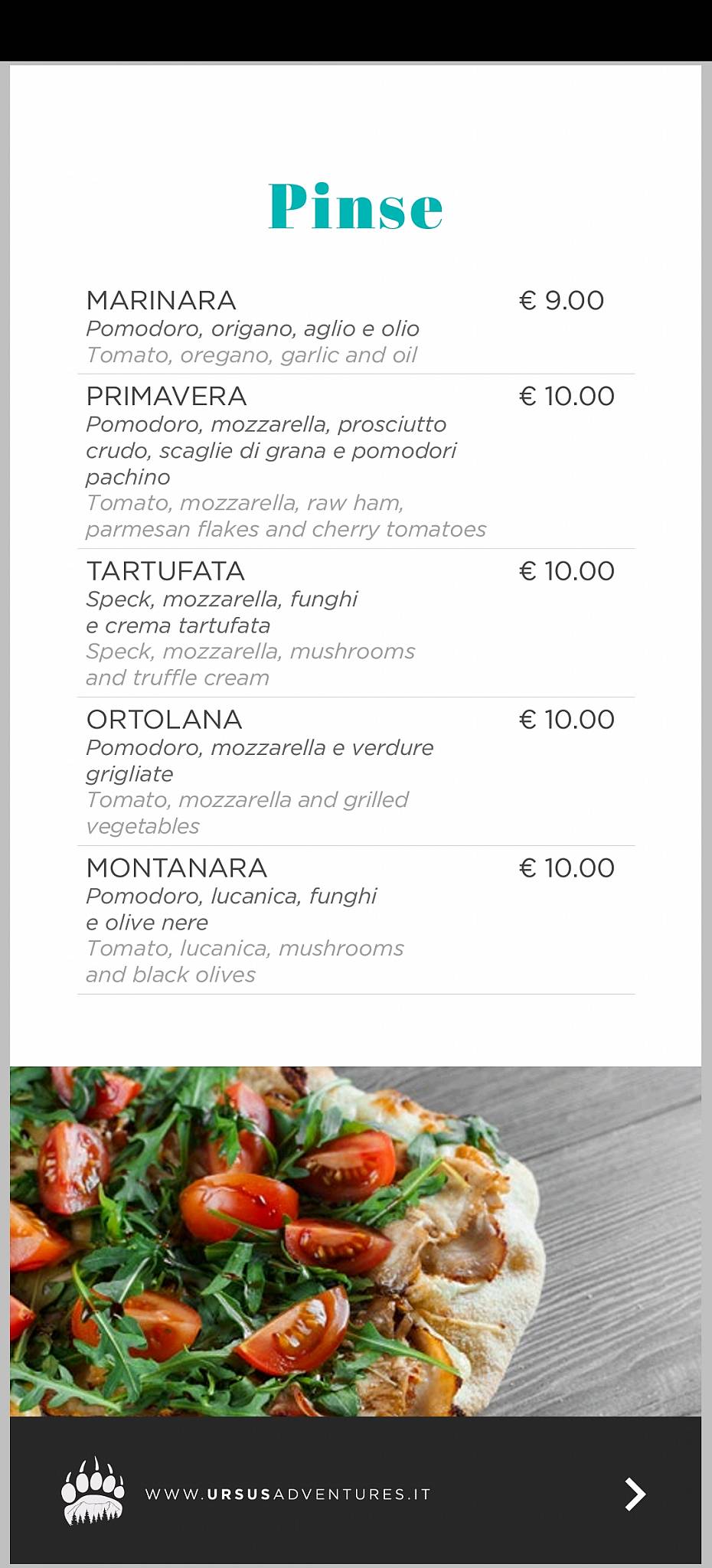 Menu di Ursus Bar 
