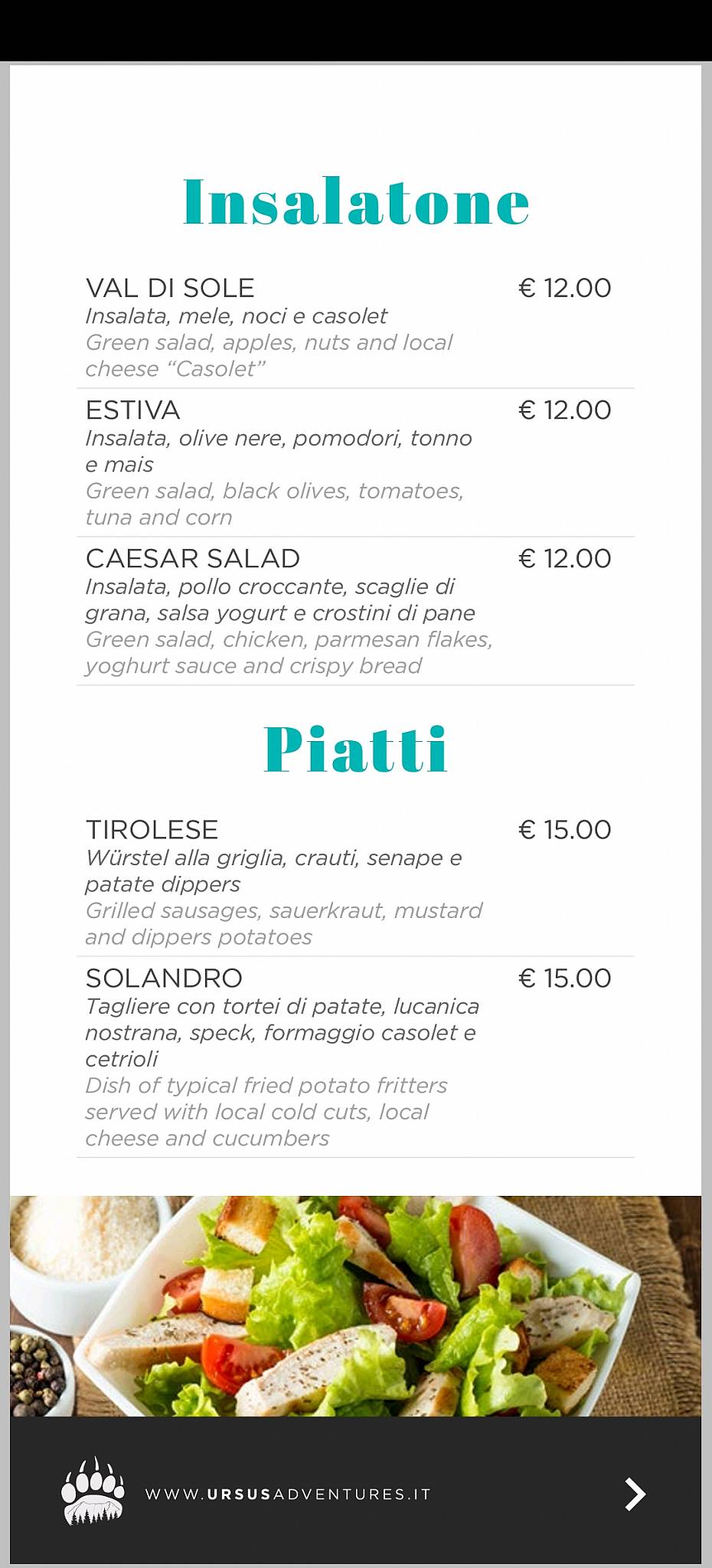 Menu di Ursus Bar 