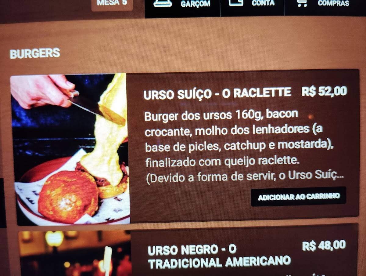Ursus House cardápio