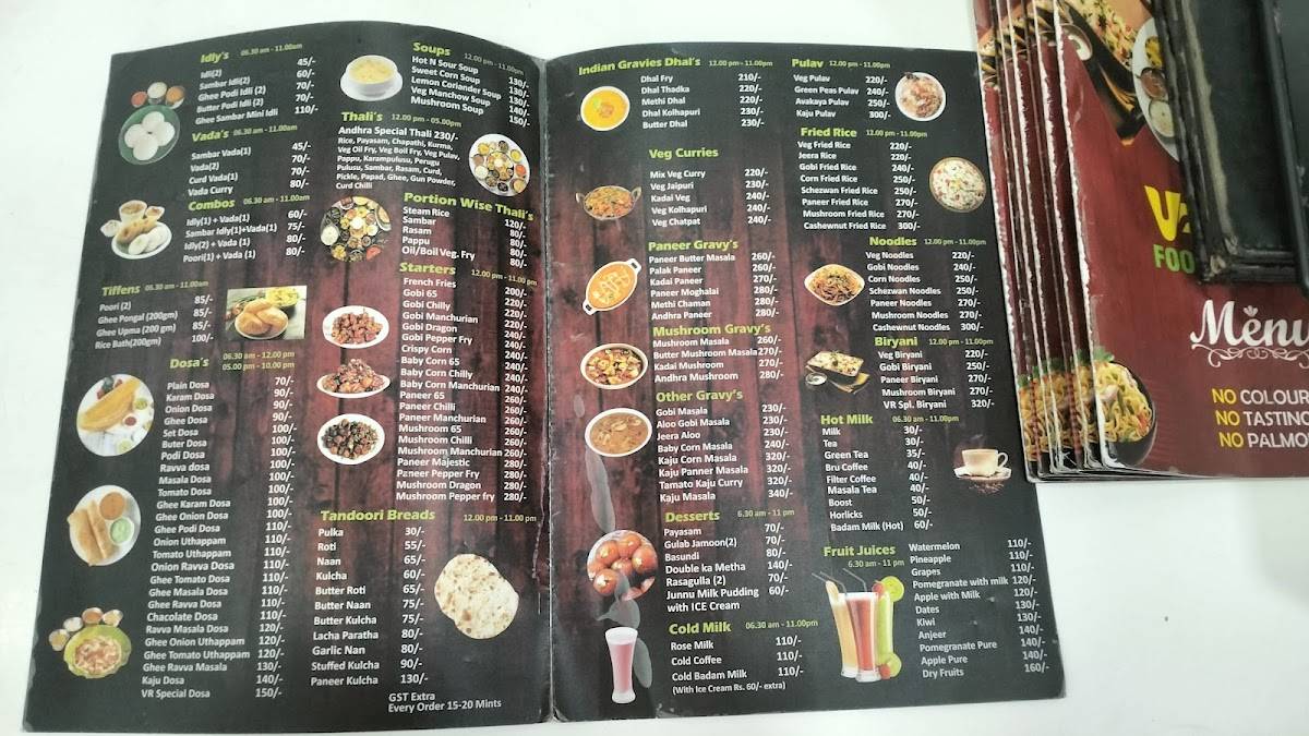 VR Mathura Food Paradise menu