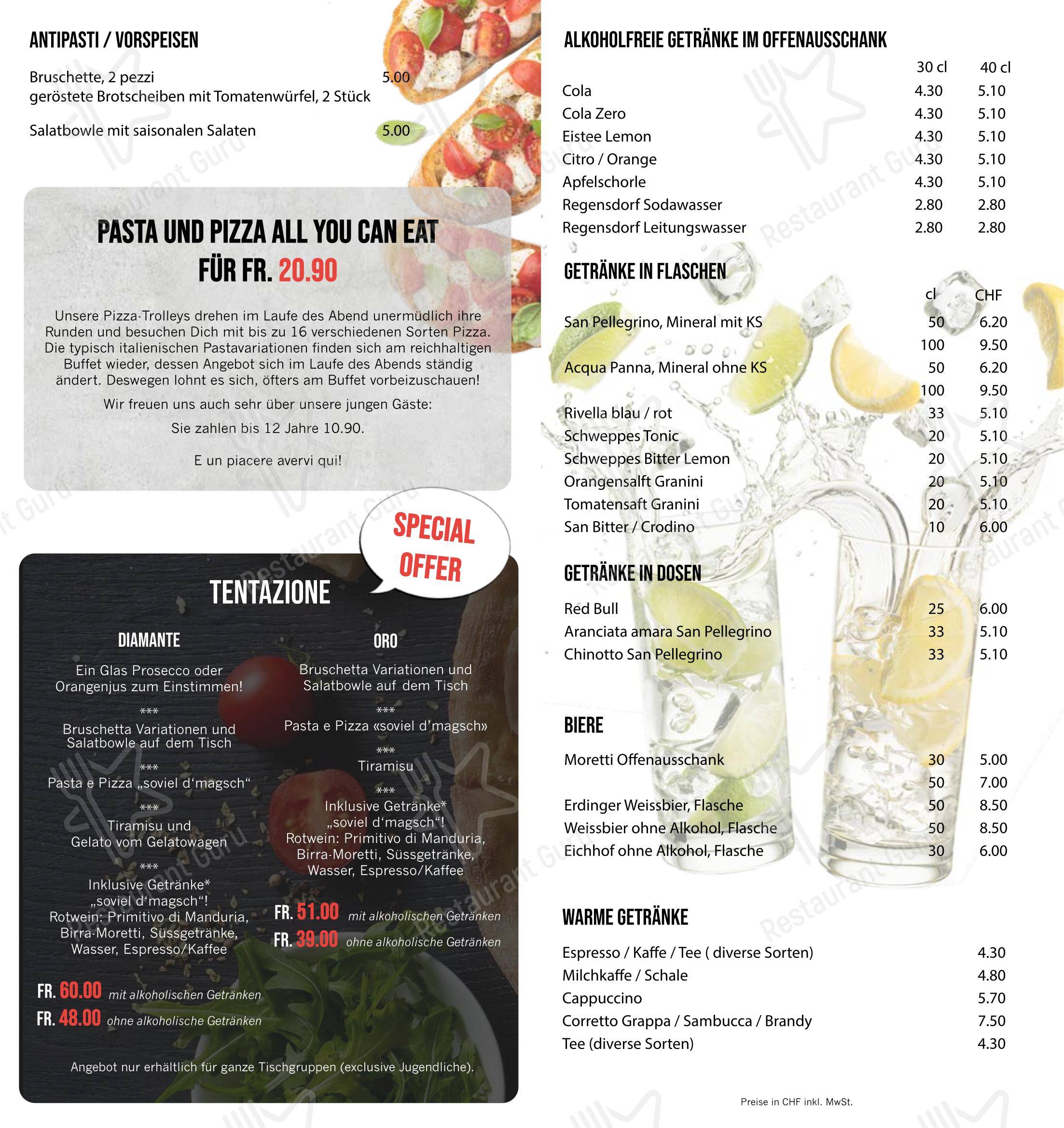 菜单 per Valentina Pasta e Pizza Dietikon in Dietikon