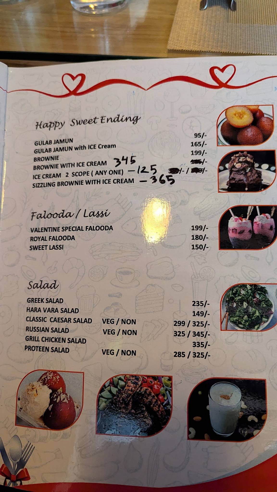 Valentine's Cafe menu