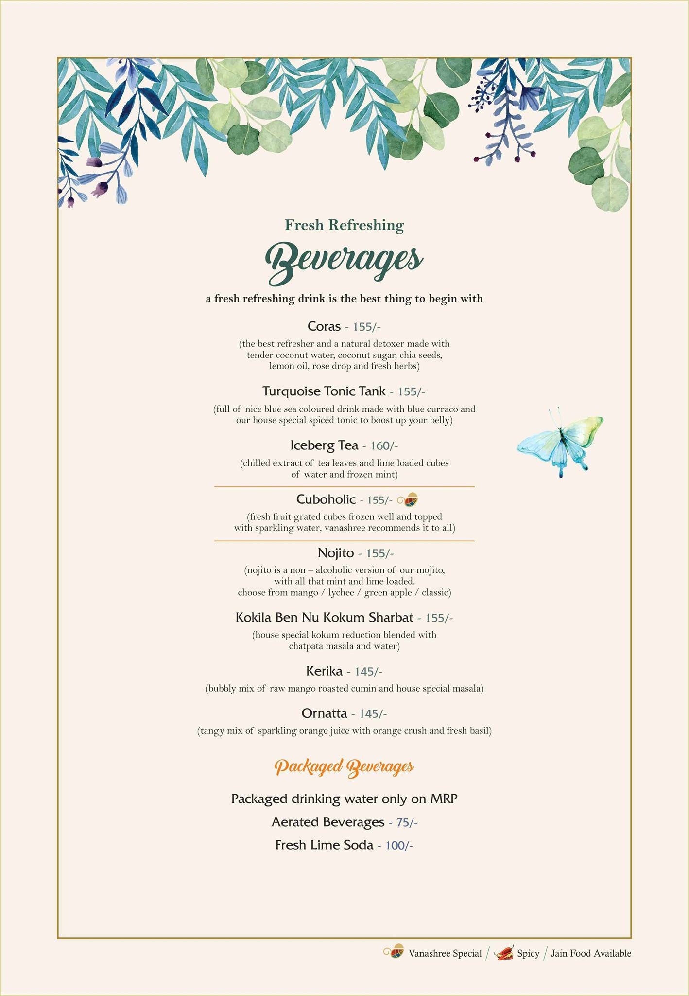 Vanashree menu