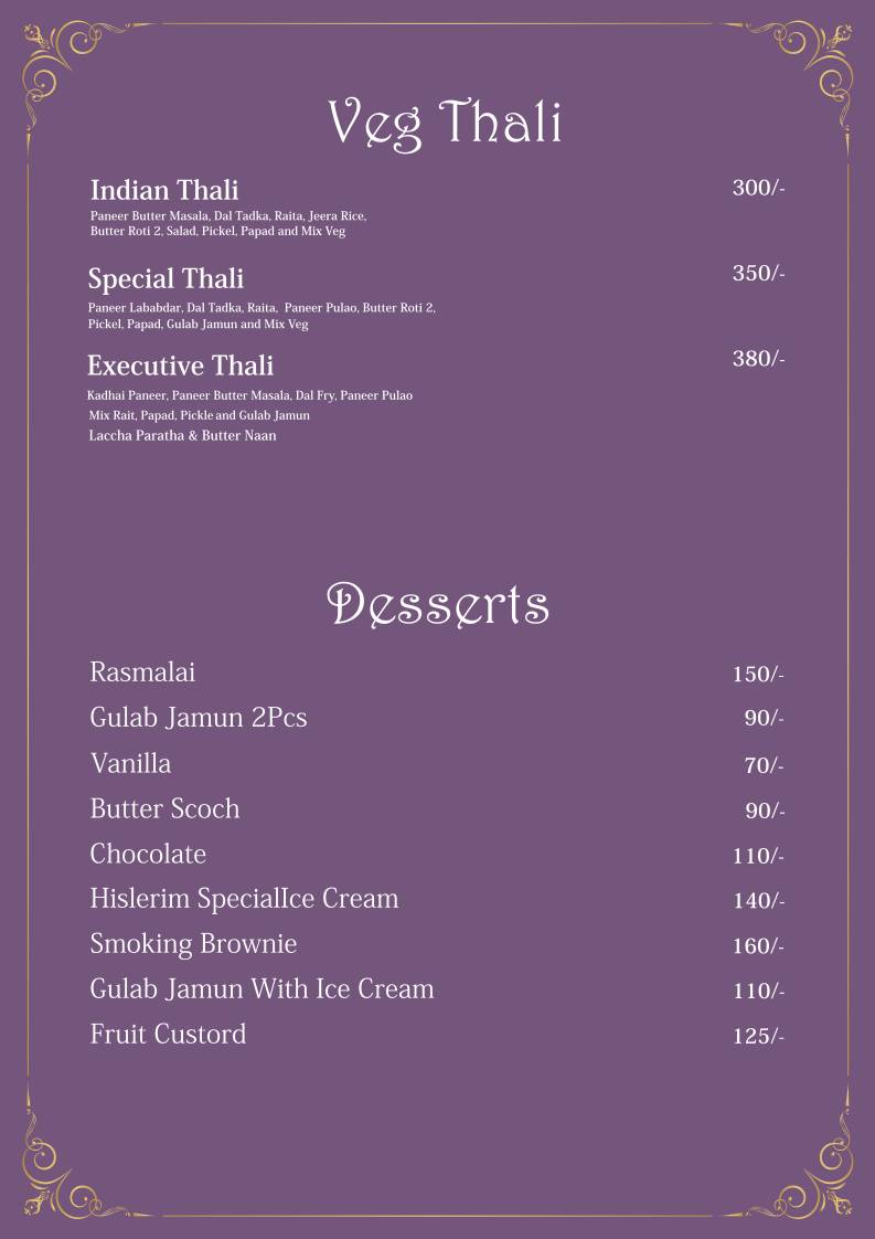 Hislerim Restaurant menu